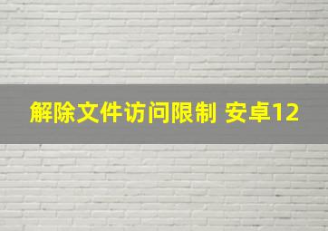 解除文件访问限制 安卓12